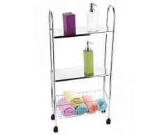 Armoire de salle de bain avec 2 tablettes et panier - 84 x 38,5 x 16 cm - Chariot pour salle de bain