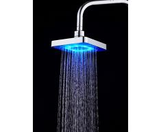 Pommeau de Douche, Douche de tête avec 7 couleurs lumineuse changeantes automatique Anti-calcaire … (petit carré)