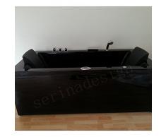 Baignoire balnéo noire rectangulaire Whirpool 24 jets Teva Black Edition Pack Luxe