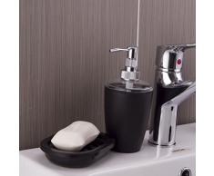 Pixnor 4 pièces salle de bain accessoire Set distributeur gobelet brosse à dents porte-savon (noir)
