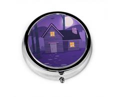 Boîte à pilules, Cabine en bois Boîte à pilules portable Vector, Boîte à pilules ronde