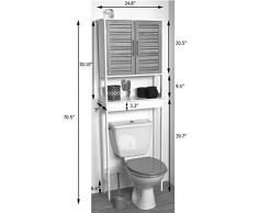 Tendance Stockholm Meuble pour toilettes en MDF, 2 portes avec étagère intérieure, Couleur blanc/chêne, 63 x 23 x 179 cm