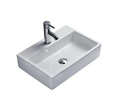Gimify Vasque à Poser Rectangulaire en Céramique Lavabo Lave-Mains Évier pour Salle de Bain Toilettes, 51x35.5x12cm