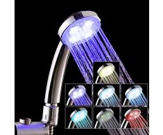 Ruiqas Pomme de Douche, Multi Couleur 7 Couleurs changeantes LED lumière Lumineuse pommeau de Douche Eau Salle de Bain sans Pile nécessaire
