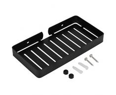 Étagère de Salle de Bain Porte - Savon Support Mural en Acier Inoxydable pour Support de Drain, Support de Rangement pour Panier pour Organisateur de Salle de Bain(Noir)