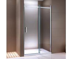 Paroi de douche fixe et porte coulissante DX806A FLEX en verre véritable traitement Nano - largeur sélectionnable, Largeur élément porte:130cm