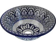 Petit lavabo de salle de bain en céramique peinte à la main - Rond peint à lintérieur - Di 30 came H 14 cm