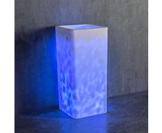Lavabo colonne totem COLLINS en pierre solide - blanc - avec éclairage LED - 39,5 x 39,5 x 85 cm