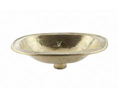 Lavabo Marocain fait main de salle de bain en Cuivre - Oval Martelé - Di39 x 29 H14 cm