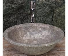 Guru-Shop Vasque à Poser ou à Encastrer en Marbre Massif Ovale, Lavabo, Vasque, Lavabo, Lave-mains en Pierre Naturelle - 50x40 cm Modèle 32, Grey, Lavabos, Lavabos Baignoires