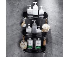 FANFEILONG Etagère de Salle de Bain en Aluminium Accessoires de Salle de Bain Noir Cadre de Coin de Douche Cabine de Rangement pour shampoing Panier de Salle de Bain 1/2/3 Couche @ 3 étages