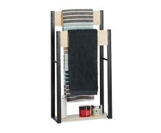Relaxdays Porte-Serviettes Sur Pied Design U 2 Étagères Support Serviettes de Bain SDB 86x45x19cm, Bois+Acier, Nature
