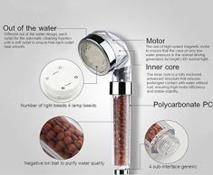 HOMIXES 7 Couleurs Changement Haute Pression Douchette De Douche Spa Massage économie d'eau et Double Filtre Anti Chlore Pommeau de Douche à LED Filtration Tête de Douche Lumineux Douchette