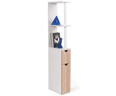 ProBache - Meuble WC étagère bois gain de place pour toilette 2 portes hêtre