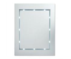 Moderne, mince, rectangulaire Miroir LED illuminé pour la salle de bain. Alimenté par piles. Designer miroir - IP44