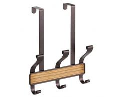 InterDesign 90082EU RealWood, Rack à 6 Crochets de Dessus de Porte, avec Support pour Manteaux, Chapeaux, Peignoirs, Serviettes-Bronze/Finition Teck, Bois, 23,5 x 10,16 x 29,21 cm