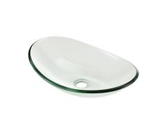 [neu.haus]® Lavabo du verre trempé [47x31cm] ovale voile
