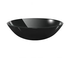 vidaXL Lavabo Verre Trempé Noir Lavabo Vasque Evier à Poser Salle de Bain
