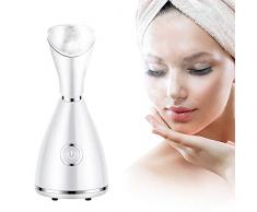 Vapeur Visage Vaporisateur, Nano Ionic Facial Steamer, Amélioré Facial Steamer SPA Professional Face Sauna with Hot Mist Moisturizing Sprayer, Moisturizing Cleansing Pores (white)