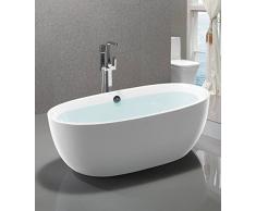 Baignoire îlot ovale design, 150 cm ou 170 cm, contemporain Agnès (150 x 75cm, Blanc Brillant)