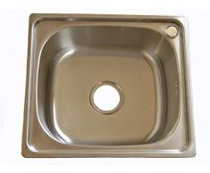 1x évier inox brossé de cuisine à un 1 bac en acier inoxydable 304 carré lavabo de cuisine petit 46x41x20