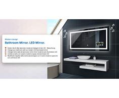FORAM Moderne Miroir avec LED Illumination Salle de Bain avec Accessoires - sur Mesure - LED Lumineux Miroir avec Éclairage intégré L15
