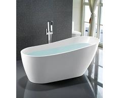 Baignoire îlot design ovale irrégulier, contemporain blanc mat, 150 cm ou 170 cm Adèle (170 x 80cm, Blanc Brillant)
