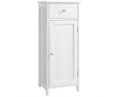 VASAGLE Armoire de Salle de Bain sur Pied, Colonne de Rangement, avec Tiroir et Étagère réglable, pour Salon, Blanc BBC48WT