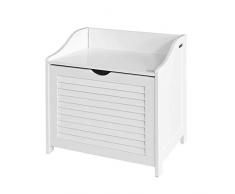 SoBuy FSR40-W Panier à Linge avec Sac Amovible Armoire de Salle de Bain Banc de Rangement