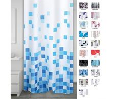 Ridder 403310–00 Rideau de douche en textile, plastique, bleu, 200 x 180 cm