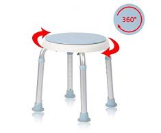 UISEBRT Tabouret De Douche Tabouret De Bain Haute Hauteur Réglable 360 ° Pivotant 136 kg - Chaise De Douche Siège De Douche Siège De Bain