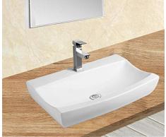 1x Lavabo en céramique évier ovale blanc petit de lavage Vasque à Poser en céramique Salle de Bain 48,5x32