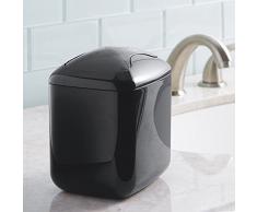Corbeille à papiers mDesign pour poser sur le meuble-lavabo de la salle de bains - Noir