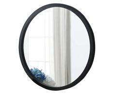 Miroir Mural Cadre de Cercle en Bois Suspendu Meuble-lavabo en Panneau de Verre Rond Flottant, Grand Miroir de Chambre à Coucher ou Salle de Bain