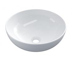 STARBATH PLUS Vasque À Poser Salle De Bain Céramique Ronde Lavabo 40 x 40 x 15 cm SFBOL