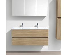 Inconnu Autre - Double Vasque à Poser 160 cm Lavabo Marbre de synthèse Blanc Salle de Bain