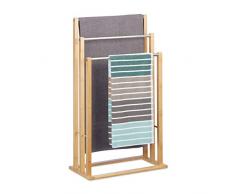 Relaxdays 10020983 Porte-serviettes sur pied 3 bras salle de bain bambou support valet serviteur HxlxP: 84 x 48 x 26 cm, nature