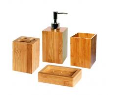 Ideko Set d'Accessoires en Bambou pour Salle de Bain 4 pièces