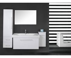 MEUBLE SALLE DE BAIN Mod. White London 100 cm BLANC VASQUE, LAVABO, 2 Unité de colonne