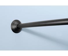 mDesign Tige de rideau de douche incurvée avec support mural - 104 à 183 cm, Noir mat