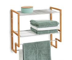 Étagère de Salle de Bain avec Porte-Serviettes en Bambou et métal