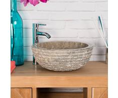 wanda collection Vasque en Pierre de Salle de Bain VESUVE Gris Taupe 40cm