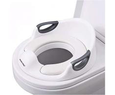 WONDER CHILDS - Reducteur WC Enfant avec Coussin Poignée Dossier Protection Anti-éclaboussures rehausseur toilette enfant Ergonomique Antidérapants pour les enfants âgés de 1 à 7 ans (Blanc)