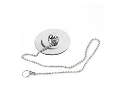 WINOMO 4,4 cm Chrome Bouchon de Baignoire de Salle de Bain avec chaîne de Boule de 420 mm