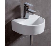 Vasque à Poser en Céramique Moderne Blanche semi-circulaire Lavabo Salle de Bain toilettes salle de bains suspendu bassin eConnect-EU（33 x 25 x 12 cm）