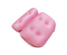 Heallily 1 pc 3D 6 ventouses Oreiller de Baignoire antidérapant Spa Jacuzzi Oreiller de Bain avec Dos tête épaule Cou Oreiller de Baignoire Coussin de Soutien pour la Maison de lhôtel (Rose)