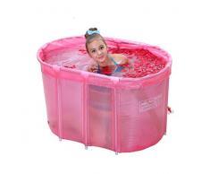Ovale Rose avec Salle de Bain de Bain Confortable Spa Adulte Baignoire Pliant Portable Baignoire Support en Acier Inoxydable Bain de Cylindre à Domicile