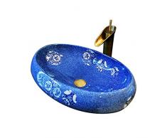 Évier de comptoir Lavabo ，Céramique Vasque À Poser Lavabo Salle De Bain Lave，Ovale 60X15 Cm Mains Vasque Evier À Poser (excluant Le Robinet)