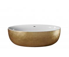 Bernstein Badshop Baignoire ilôt TERRA Acryl Gold - 186 x 88 cm - Baignoire ovale ilôt avec surface feuille d'or