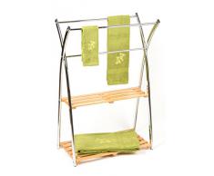JJA JJ724236 Porte Serviette 2 Niveaux Bambou, Chrome